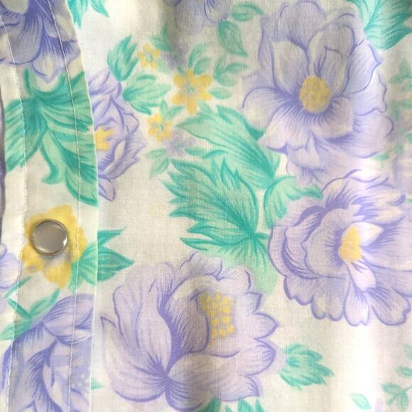 Vintage Kelly Reed Full Snap Knee Length Ombre Floral Violet House Sleep Dress - Picture 4 of 4